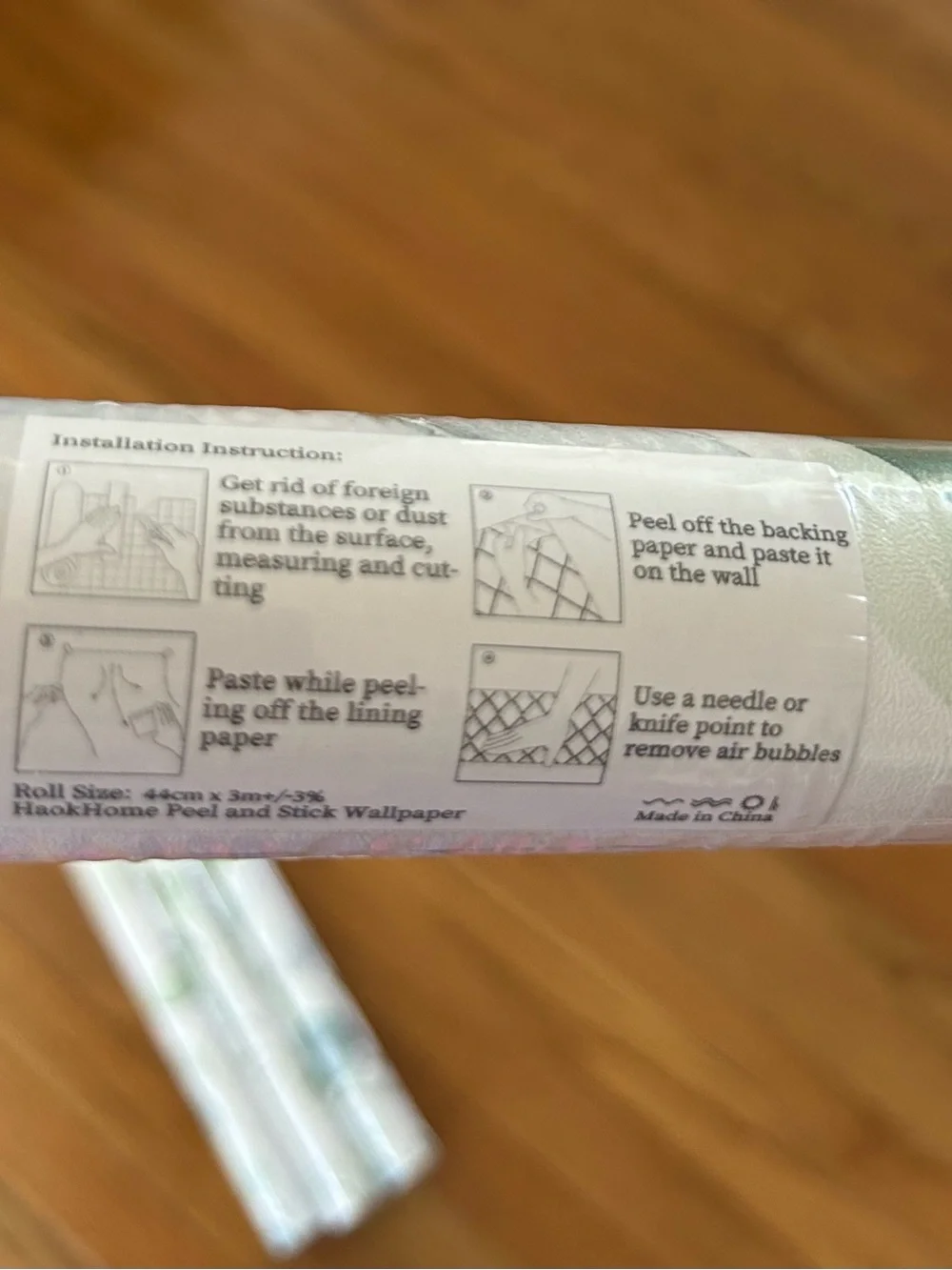 4 ROLLS - PEEL & STICK Green and Blue Leaf Wallpaper NEW - Home Wall Decor